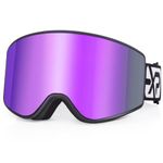 EXP VISION Ski/Snowboard Goggles Parent-child Snow Goggles Over Glasses for Men, Women Youth (Adult Ski Goggles-Purple)