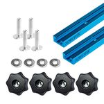 POWERTEC 71811 24" Double-Cut Profile T-Track and T-Track Knob Kit w/ 7-Star 5/16 Threaded Knob, Bolts and Washers, for Woodworking Jigs