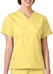 WonderWink Womens Origins Bravo V-Neck Top Medical Scrubs Shirt, Yellow, Medium US