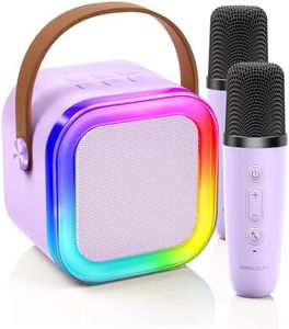 Kinglucky TOP Purple Karaoke Machine for Kids (with 5 Fun Voice Effects) Most Popular Birthday Gifts for 3-12+ Years Old Girls, Mini Karaoke Machine with 2 Wireless Microphones