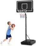 Goplus Portable Outdoor Basketball Hoop, 6.9-8.5 FT Adjustable Basketball Goal System w/Fillable Base, Shatterproof PC Backboard, Transport Wheels for Kids Teens Youth in Backyard Driveway Indoor