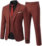 YND Men's Slim Fit 3 Piece Suit Set with Stretch Fabric, One Button Blazer Vest Pants, Solid Party Wedding Dress, Jacket Waistcoat and Trousers with Tie Sapphire