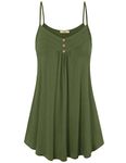 Loose Fitting Tops for Women, Viracy Ladies Spaghetti Strap Dress Swing Camisoles with Built in Bra Summer Dressy Sleeveless Tunic Tee Basic Office Cami Tank Shirts Army Green Xl st patricks day shirt