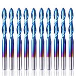 SainSmart Genmitsu 10Pcs Nano Blue Coat Ball Nose End Mill CNC Router Bits, 1/8" Shank Spiral Upcut 2 Flute End Mill Set (3.175 x 17 x 38mm)