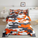 Feelyou Twin Size Camouflage Comforter Set 2Pcs Kids Bedding Set for Boys Girls Teens 1 Comforter & 1 Pillowcase(Twin,Orange)