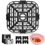 Air fryer Grill Pan for Instant Pot Vortex Plus 6 in 1 4 Quart Air Fryer Oven, 7.3''×7.3'' Square Food Grade Air Fryer Replacement Parts Grill Plate Crisper Plate Accessories Tray Rack