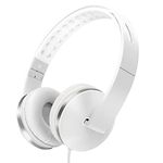 Kids Headphones for School, Volume Control Foldable&Adjustable On-Ear Headphones for Kids Boys Girls, 3.5mm Jack Stereo Wired Headphones for Phone, Tablet, Kindle, School/Travel Sliver,Silver