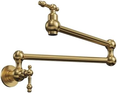 Vintage Design Wall-Mount Pot Filler Kitchen Faucet with Dual Swing Arms in Brushed Gold