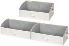 StorageWorks Closet Storage Bins, Trapezoid Storage Box, Fabric Bins and Baskets, 3-Pack, Jumbo, Mixing of Beige, White & Ivory