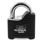 BURG-WÄCHTER, Padlock, 11 mm Shackle, Ultra-Hard, Drill and Cut Resistant, 2 Keys, Alpha 800 65 SB