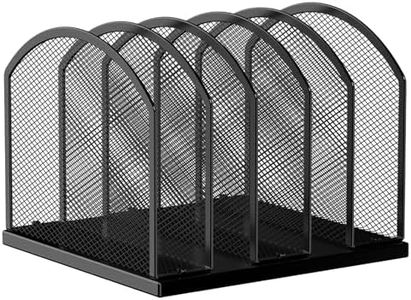 Gawerk 5-Section Vertical Desktop Organizer, 5-Section Mesh File Folder Stand Sorter for Office Home Classroom Organization (1, Black)