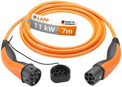 LAPP Mobility Type 2 Charging Cable 11 KW 7 m - 20a Charging Cable E Car 3-Phase - IP55 Protected Charging Cable Mode 3 - Charging Cable Type 2 with Corrosion-Resistant Plug Contacts - Suitable for