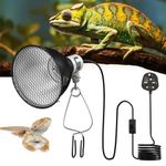 GlowUp E27 Reptile Heat Lamp Holder, 5.5 Inch 200W Reptile Reflector Dome Lamp with Clip and Guard, Heat Lamp Holder for Tortoise, Reptiles-for UVA UVB,Infrared Heat Bulbs (NO BULB)