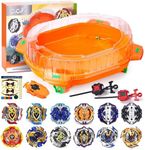 COCOFOX Bey Burst Blade Set, 12 Battling Tops 3 Launcher and 1 Stadium, Toys for 6 Year Old Boys & Girls & Up (Amazon Exclusive) Orange