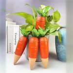 Grewery Terracotta Water Dripper Spikes for Plants | Cute, Natural, Carefree, and Sustainable | Enhance Plant Experience | Interesting Gift Idea | Happy Holidays (Carrot, 4)