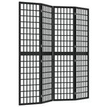 vidaXL Black Shoji Room Divider - 160x170 cm Solid Fir Wood & Rice Paper Folding Screen - Oriental Privacy Panel for Living Room, Bedroom