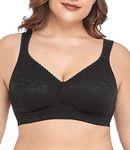 wirarpa Women's Wirefree Bra Non Padded Full Coverage Support Minimizer Plus Size Bralette Black 36DD 1 Pack