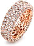 Barzel 18k Rose Gold Plated Wide Wedding Band Cubic Zirconia Eternity Ring for Women (Rose Gold, 5)