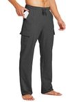 Willit Men's Cotton Yoga Sweatpants Cargo Open Bottom Joggers Straight Leg Running Casual Athletic Pants with Pockets Gray L