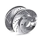 Rear R1 Concepts eLine Silver Drilled Slotted Brake Rotors