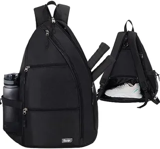 Sucipi Pickleball Bag - Men's & Women's Pickleball Backpack, Adjustable Sling Bag w/Fence Hook/Large Capacity/Safety Pocket with Shoes Compartment(Black)