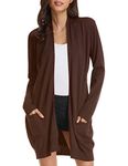 GRACE KARIN Women's Long Sleeve Open Front Knitting Kimono Cardigan Pockets (2XL,Coffee)