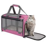 Qoosea Pet Carrier, Cat Carriers Bag for Small Medium Cats, Breathable Mesh Dog Carrier for Small Dogs, Portable Soft Sided Collapsible Pet Carrier for Traveling Indoor Outdoor Uses (Pink)