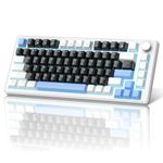 MageGee 75% Mechanical Gaming Keyboard, Compact Blue Backlit Wired Gaming Keyboard with Black Switches, EVA Foam, Knob Control, STAR75 Portable NKRO PC Gaming Keyboard - Black & Blue