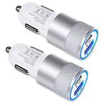 30W USB C Car Charger, [2Pack] 3.0 Fast Charge Dual Port USB Type C and 2.4a USB A Cargador Carro Lighter Adapter for iPhone, Tablet, iPad, Galaxy, LG, Google Pixel GPS, Z Play Droid, Motorola