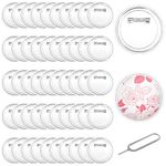 2.4 inch Acrylic Design Button Badge Clear Button Pin Badges with SIM Card Removal Tool for Craft Supplies DIY Badges Kit Office School (102 Packs)