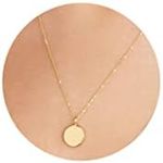 itianxi Gold Dainty Disc Necklace,14K Gold Plated Cute Tiny Round/Circle/Coin Necklace,Elegant Delicate Necklace for Women