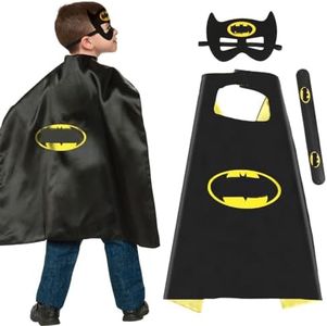 Philoctes Capas Carnaval Infantiles,Cosplay Capa y Máscara Negro Niños,Regalos Disfraces Fiesta de Cumpleaños,Disfraces Halloween Carnaval para niños y niñas de 3 a 9 años