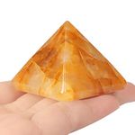 Hxswkk Citrine Crystal Pyramid Protection Gemstone Healing Crystal Tower Generator Orgonite Pyramid Figurines for Meditation Yoga Chakra Balance Positive Energy with Gift Box