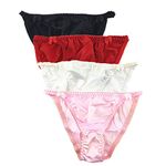 Queen Star Pack of 4 Women's 100% Pure Silk Bikinis Knickers (Color 1, M)