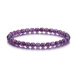 CrystalTears Amethyst Healing Crystal Bracelet 6mm Natural Gemstone Bead Bracelets for Women Quartz Crystal Stone Stretch Bracelet Healing Crystal Jewellry Gift for Women Mum Her Christmas