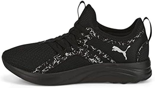 PUMA Women's SOFTRIDE Sophia Sneaker, Black-Metallic Silver, 6