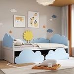 BTM 3FT Kids Toddler Bed with Storage Drawers, Single Bed Cloud Shape Daybed with 2 Drawers, 90 * 190cm