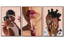 ANVOTIG African American Black Woman Posters Wall Art Set of 3 Fashion Black Girl Wall Decor Pictures Hip Hop Sunglasses Jewelry Posters Prints Paintings for Home Living Room Bedroom12x16Unframed