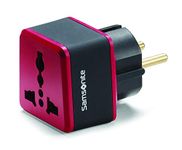 Samsonite Grounded Adapter Plug (Europe/Mid East), Black/red, International Carry-on (Model: 53614-1073)