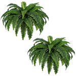 KEGYYEL Fake Ferns - Set of 2 Artificial Fern,35 Leaves for Each Bouquet - Indoor/Outdoor Faux Boston Fake Fern Bush Plant for Home, Office, Garden Decoration.33Inch…