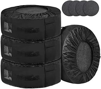 ZATOOTO Housse de Pneu Set 4, Housse de Protection avec 4 Coussins en Feutre, pour 4 Pneus (jusqu'à 20 Pouces), pour Un Transport Propre et Un Stockage sûr, Hydrofuge, Lavable, Noir