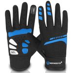 WESTWOOD FOX Cycling Gloves for Men Women, Full Finger, Anti-slip Touchscreen Breathable Mountain Bike Gloves for MTB Riding, BMX, ATV,Road Racing,Bicycle.Climbing and Outdoor Sports (Blue, L)