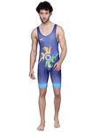 Shiv Naresh Men's Slim Fit Wrestling Singlet (W6_Navy/Cyan/Orange/Green/White XL)