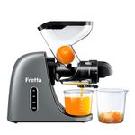 Fretta Cold Pressed Juicer Machine,Masticating Juicers,Whole Fruit Juicer Machine, Juice and Vegetable Extractor with 2 speed, BPA-Free,200w DC Motor (Cool Grey)