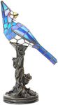 RIVER OF GOODS Stained Glass Bird Accent Lamp - 8" W x 13.5" H - Cardinal Decor - Tiffany Style Table Lamp