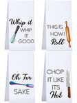 Patelai 4 Pieces Funny Kitchen Towels Dish Towels with Funny Saying Cute Decorative Dishcloths Sets Fun Dish Towels for Housewarming Present Home Kitchen Tools, 16 x 24 Inch