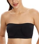 Exclare Women's Invisible Seamless Unpadded Underwire Bandeau Multiway T-Shirt Bra (XXL, Black)