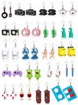 20 Pairs Cute Weird Earrings Fun Kawaii Earrings Dangle Drop Earrings for Women Aesthetic Cool Unique Funny Indie Earrings, Resin, No Gemstone