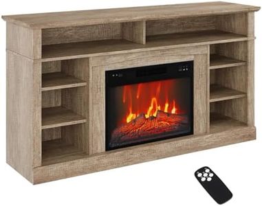 Garveetech Electric Fireplace Tv Stand,Led Tv Stand for Tvs Up to 58" with 23" Insert Fireplace,Wooden Media Entertainment Center with Remote Control,Overheat Protection&Timer,Adjustable Color,Wood