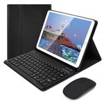 Lively Life Bluetooth Keyboard with Mouse for iPad 10.2 9th 2021/iPad 8th 2020/iPad 7th Gen. 2019, iPad Air 3 2019, iPad Pro 10.5 2017, Detachable Wireless Keyboard Case with Pencil Holder - Black